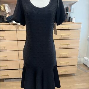 Classic Black Scoop Neck Fit-and-Flare Dress